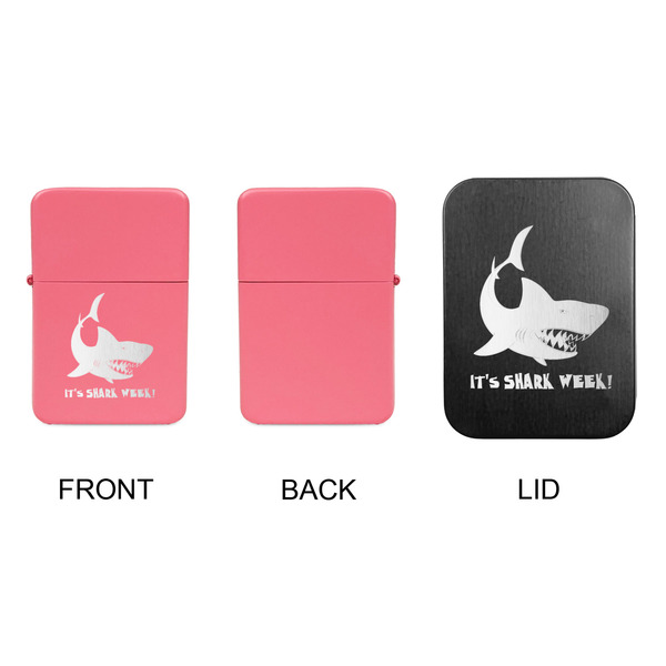 Sharks Windproof Lighters - Pink, Single Sided, w Lid - APPROVAL