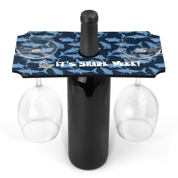 Custom Sharks Wine Bottle & Glass Holder (Personalized)
