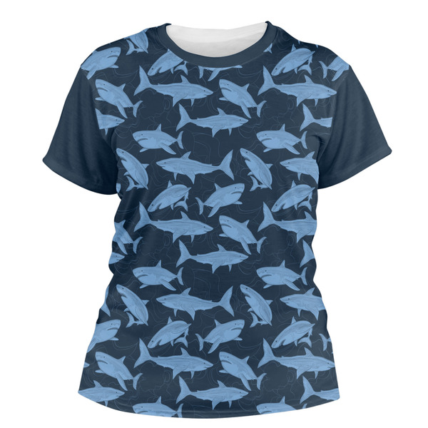 Custom Sharks Women's Crew T-Shirt - 2X Large