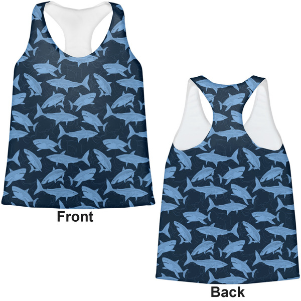 Sharks Womens Racerback Tank Tops - Medium - Front and Back