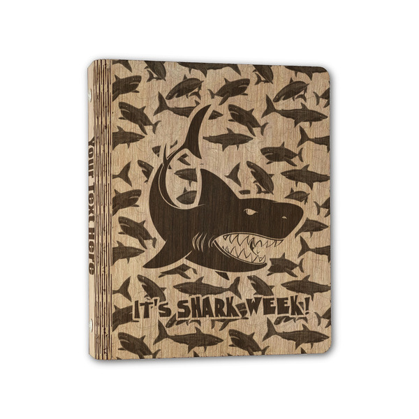 Custom Sharks Wood 3-Ring Binder - 1" Half-Letter Size (Personalized)