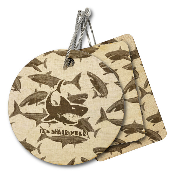 Custom Sharks Wood Luggage Tag (Personalized)