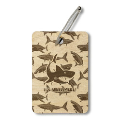 Sharks Wood Luggage Tag - Rectangle (Personalized)