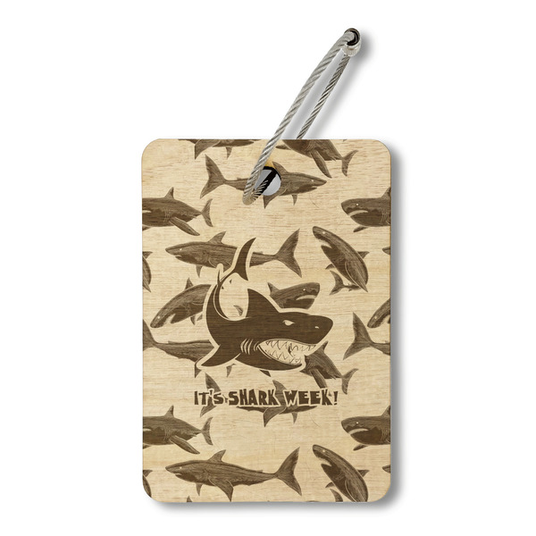 Custom Sharks Wood Luggage Tag - Rectangle (Personalized)