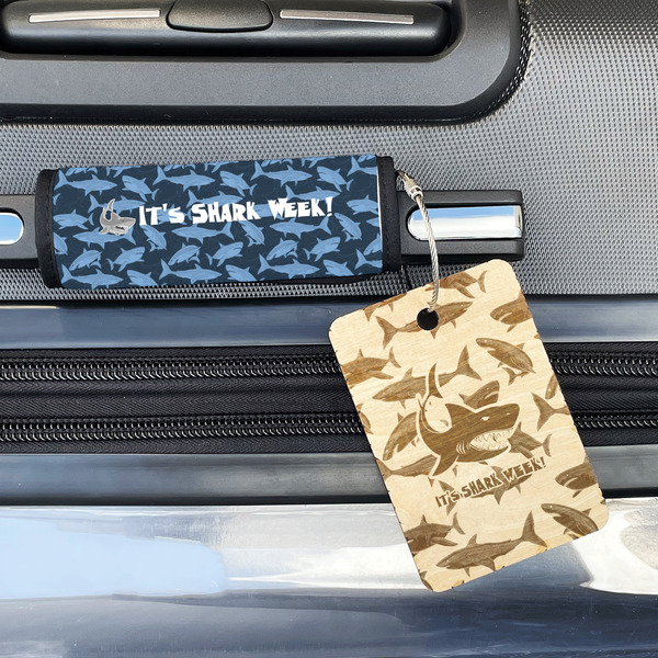 Sharks Wood Luggage Tags - Rectangle - Lifestyle