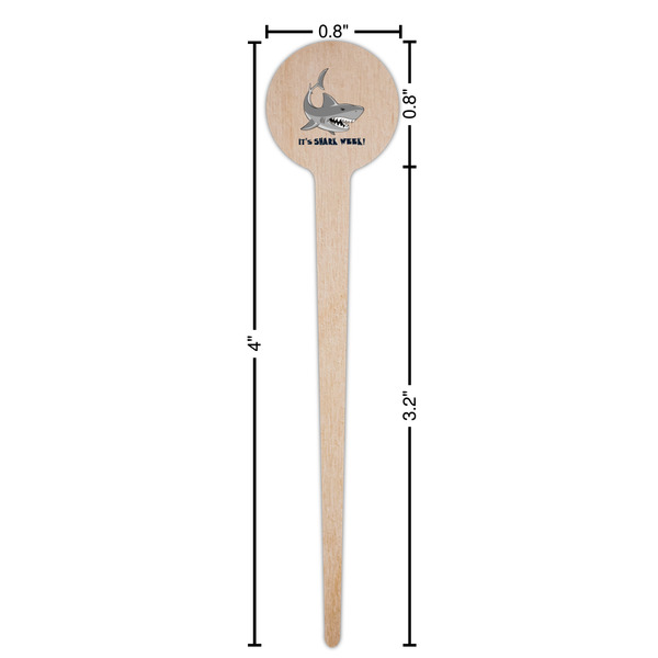 Sharks Wooden 4" Food Pick - Round - Dimensions