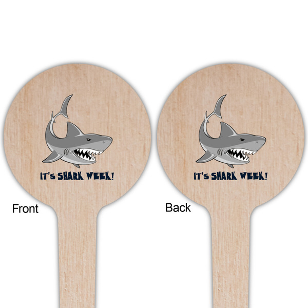 Sharks Wooden 4" Food Pick - Round - Double Sided - Front & Back