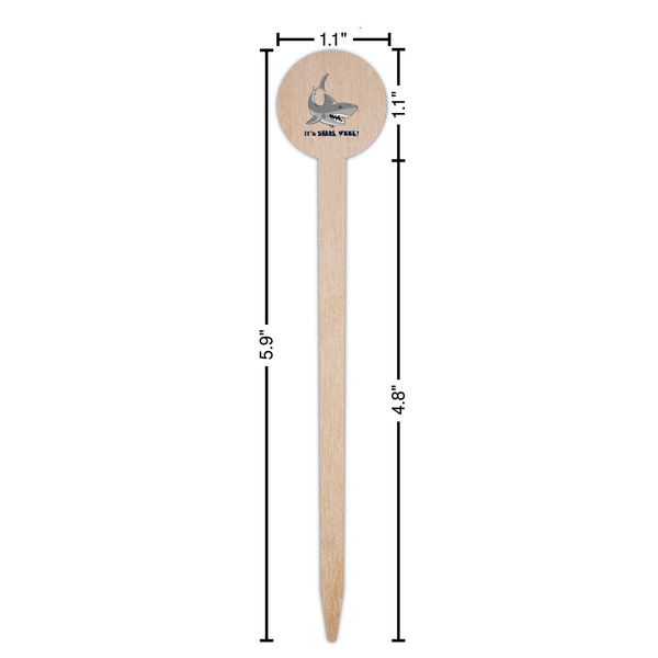 Sharks Wooden 6" Food Pick - Round - Dimensions