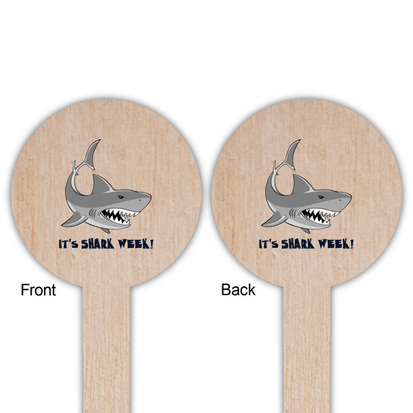 Sharks Wooden 6" Food Pick - Round - Double Sided - Front & Back