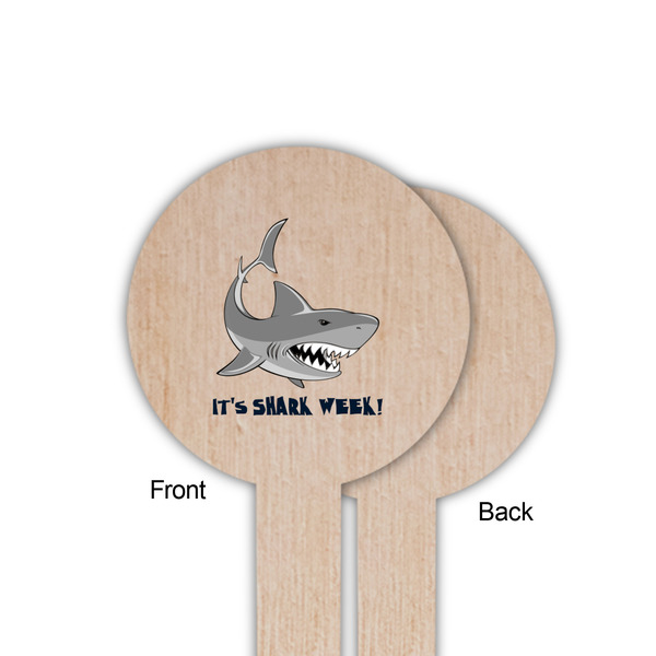 Sharks Wooden 6" Food Pick - Round - Single Sided - Front & Back