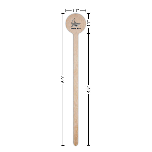 Sharks Wooden 6" Stir Stick - Round - Dimensions