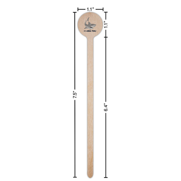 Sharks Wooden 7.5" Stir Stick - Round - Dimensions