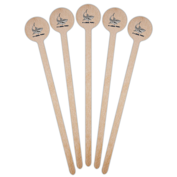 Sharks Wooden 7.5" Stir Stick - Round - Fan View