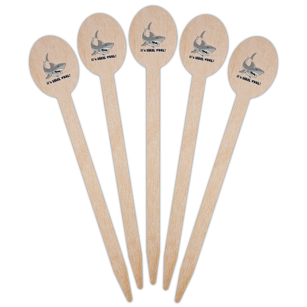 Sharks Wooden Food Pick - Oval - Fan View