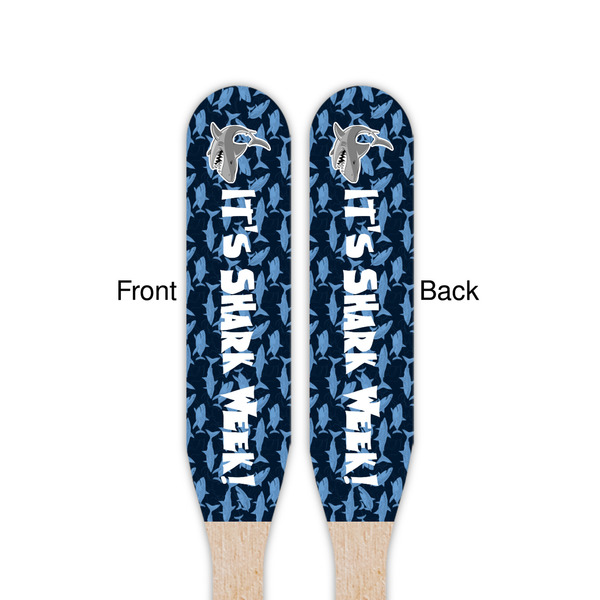 Sharks Wooden Food Pick - Paddle - Double Sided - Front & Back
