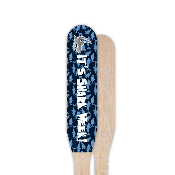 Sharks Wooden Food Pick - Paddle - Single Sided - Front & Back