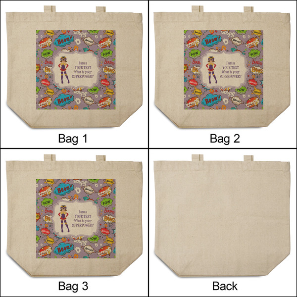 What is your Superpower 3 Reusable Cotton Grocery Bags - Front & Back View