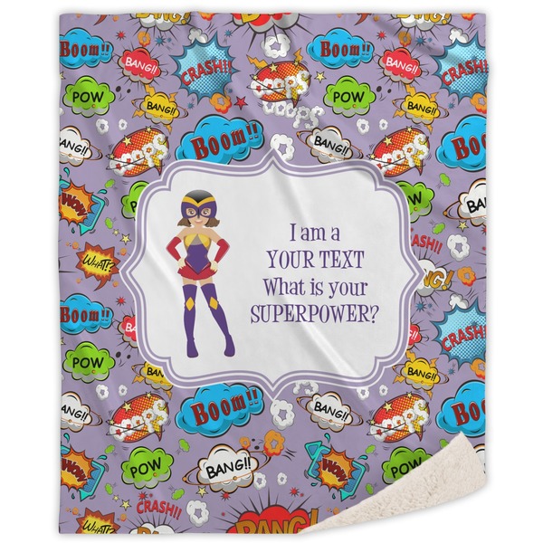 Custom What is your Superpower Sherpa Throw Blanket - 50"x60" (Personalized)