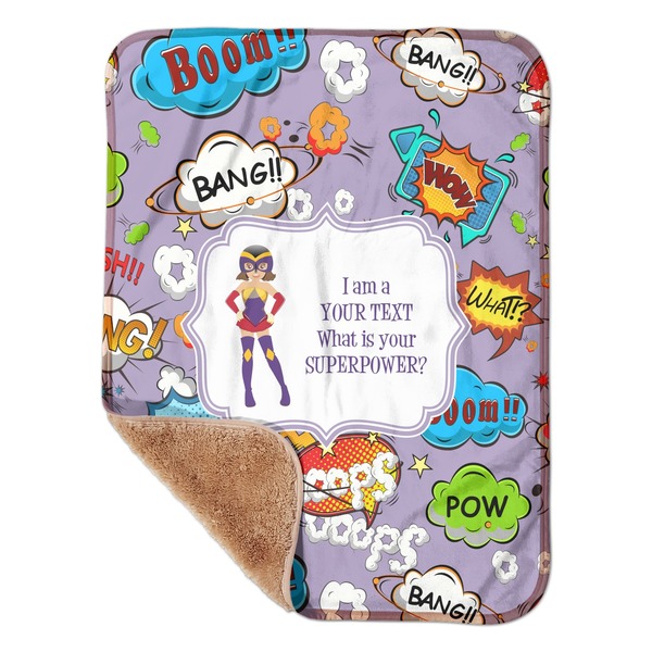 Custom What is your Superpower Sherpa Baby Blanket - 30" x 40" w/ Name or Text