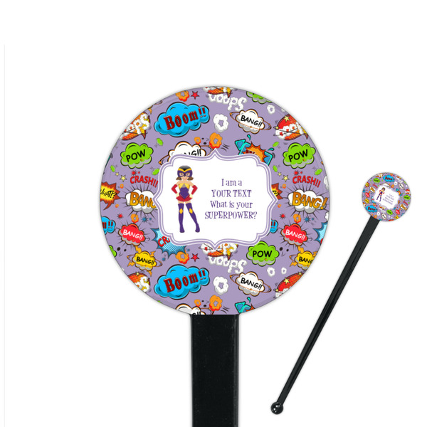 Custom What is your Superpower 7" Round Plastic Stir Sticks - Black - Single Sided (Personalized)