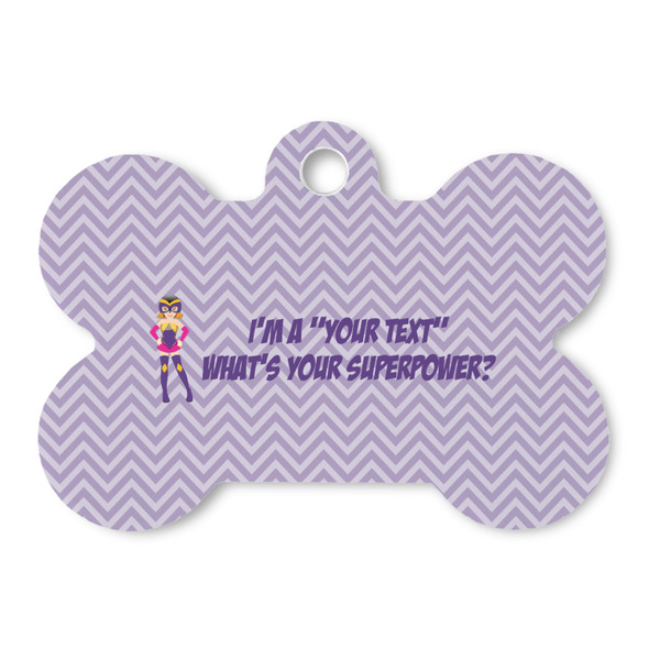 Custom What is your Superpower Bone Shaped Dog ID Tag (Personalized)