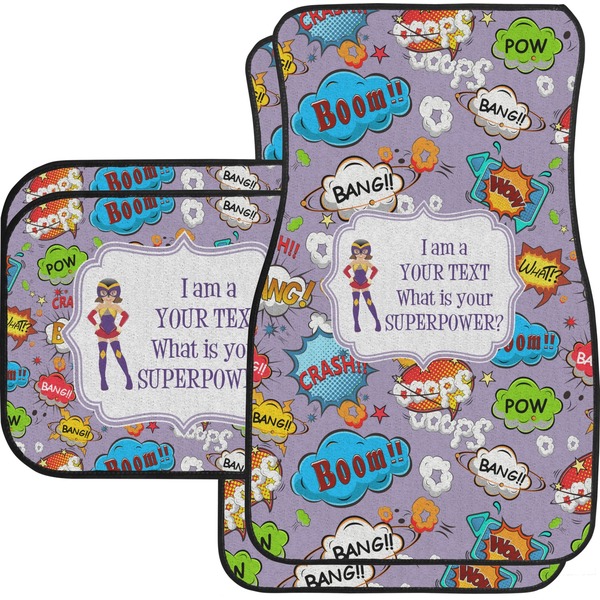 Custom What is your Superpower Car Floor Mats Set - 2 Front & 2 Back (Personalized)