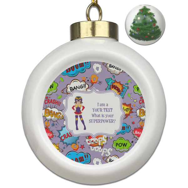 Custom What is your Superpower Ceramic Ball Ornament - Christmas Tree (Personalized)