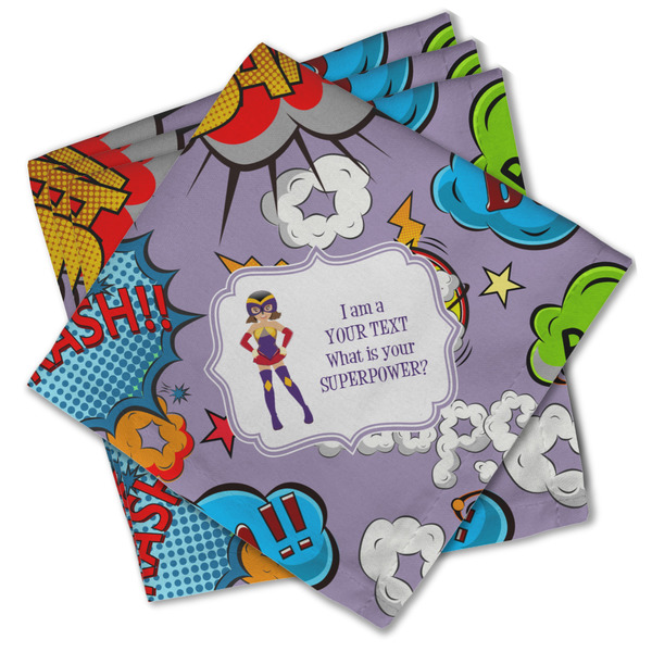 Custom What is your Superpower Cloth Cocktail Napkins - Set of 4 w/ Name or Text