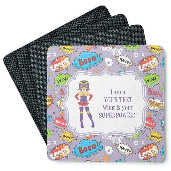 Custom What is your Superpower Square Rubber Backed Coasters - Set of 4 (Personalized)
