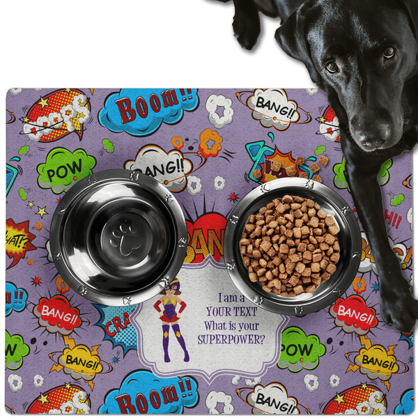 Custom What is your Superpower Dog Food Mat - Large w/ Name or Text