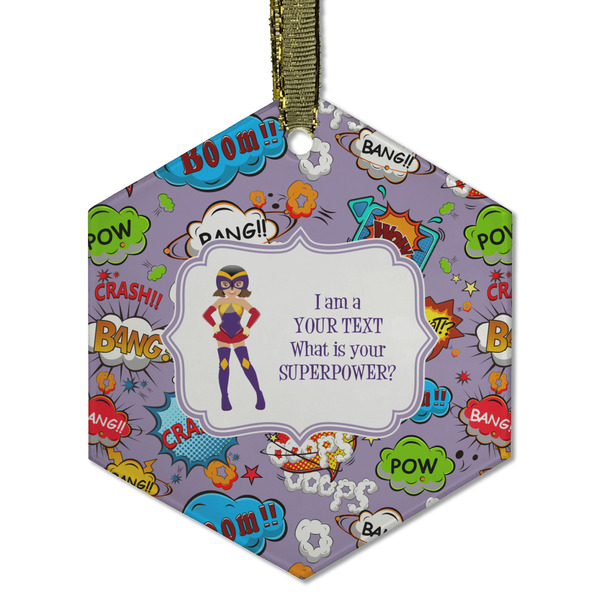 Custom What is your Superpower Flat Glass Ornament - Hexagon w/ Name or Text