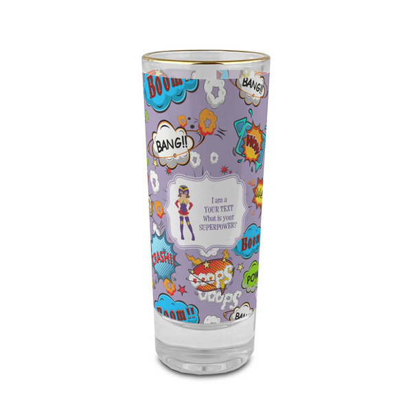 Custom What is your Superpower 2 oz Shot Glass - Glass with Gold Rim (Personalized)