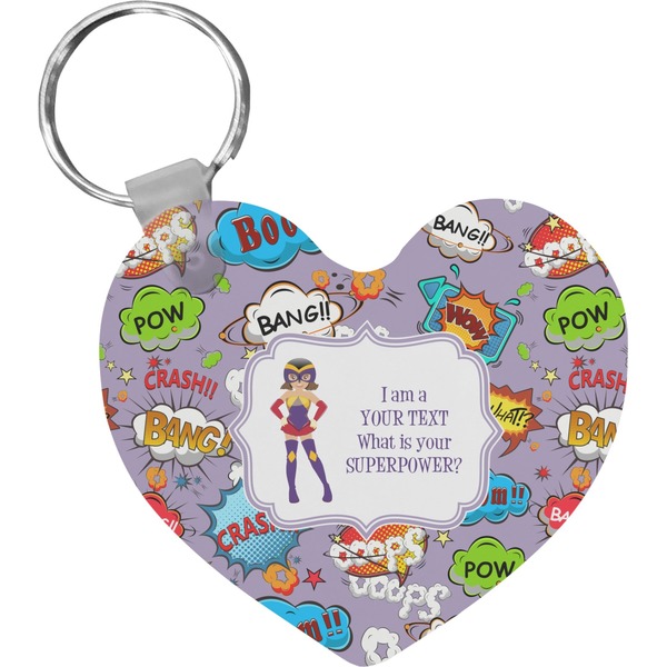 Custom What is your Superpower Heart Plastic Keychain w/ Name or Text
