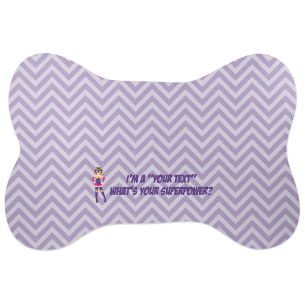 Custom What is your Superpower Bone Shaped Dog Food Mat (Large) (Personalized)