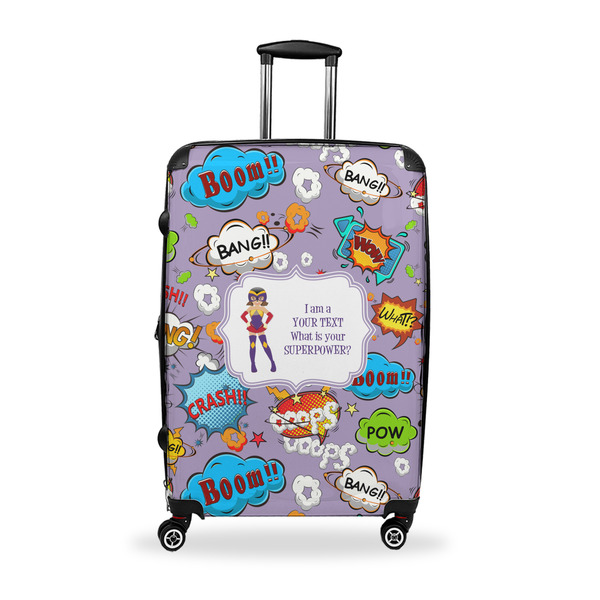 Custom What is your Superpower Suitcase - 28" Large - Checked w/ Name or Text