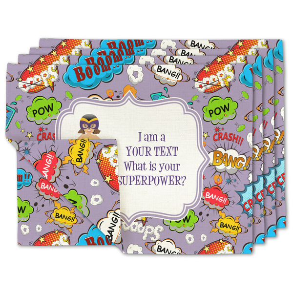 Custom What is your Superpower Double-Sided Linen Placemat - Set of 4 w/ Name or Text