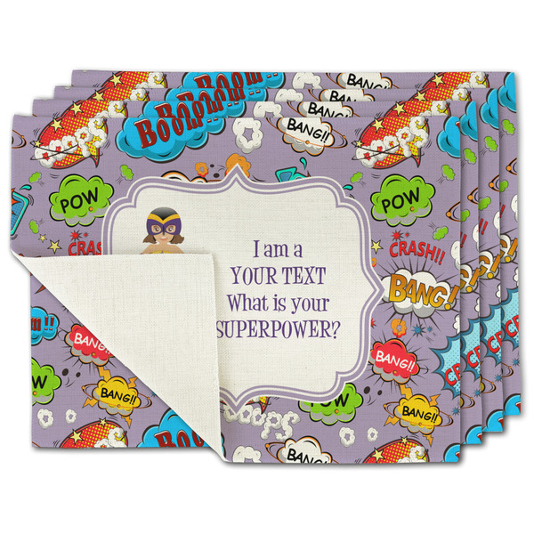 Custom What is your Superpower Single-Sided Linen Placemat - Set of 4 w/ Name or Text