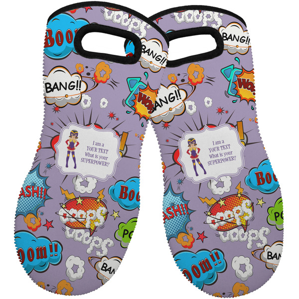 Custom What is your Superpower Neoprene Oven Mitts - Set of 2 w/ Name or Text