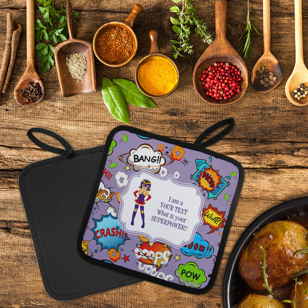 What is your Superpower Neoprene Pot Holder - Set of 2  LIFESTYLE (Flatlay)