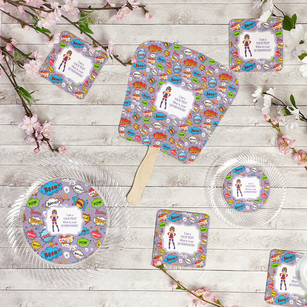 What is your Superpower Party Supplies Combination Image - All items - Plates, Coasters, Fans