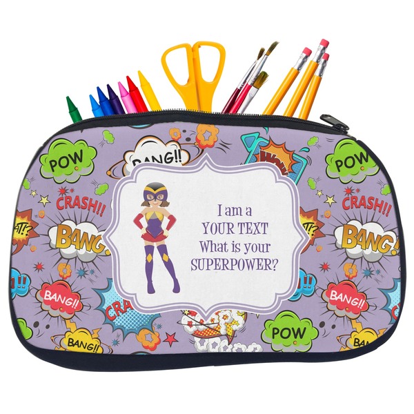 Custom What is your Superpower Neoprene Pencil Case - Medium w/ Name or Text