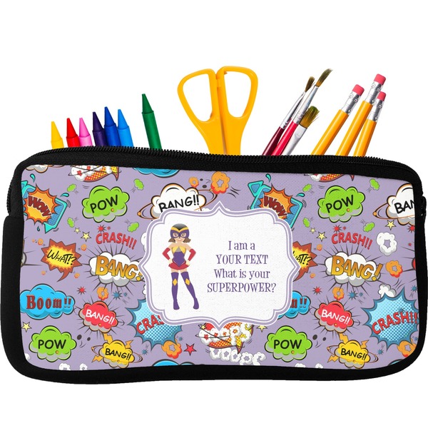 Custom What is your Superpower Neoprene Pencil Case - Small w/ Name or Text