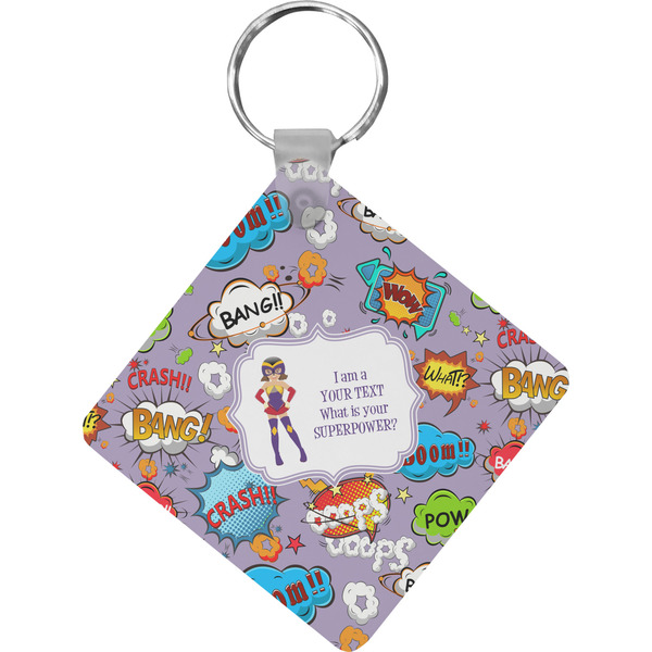 Custom What is your Superpower Diamond Plastic Keychain w/ Name or Text
