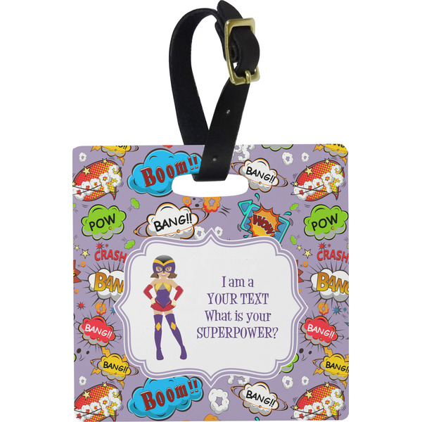Custom What is your Superpower Plastic Luggage Tag - Square w/ Name or Text