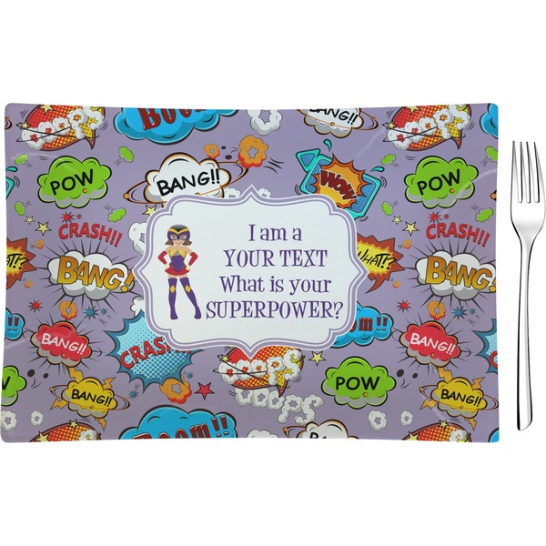 Custom What is your Superpower Rectangular Glass Appetizer / Dessert Plate - Single or Set (Personalized)
