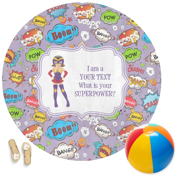Custom What is your Superpower Round Beach Towel (Personalized)