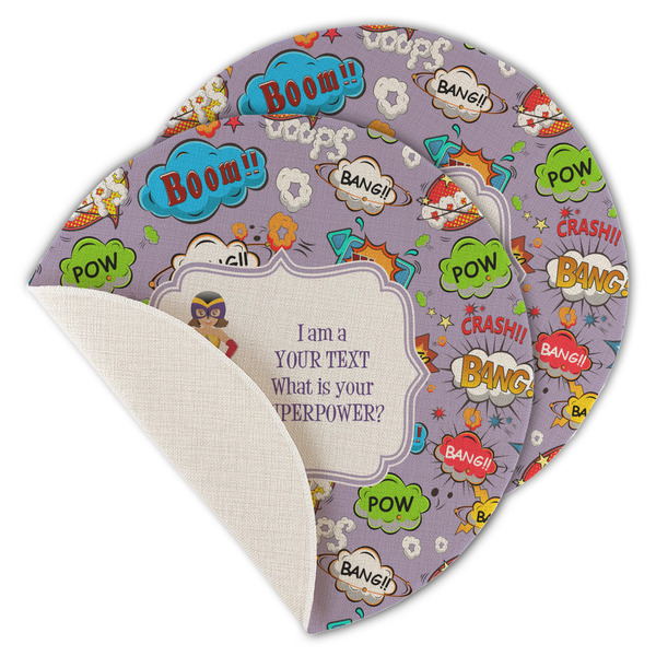 Custom What is your Superpower Round Linen Placemat - Single Sided - Set of 4 (Personalized)