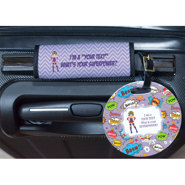What is your Superpower Round Luggage Tag & Handle Wrap - In Context