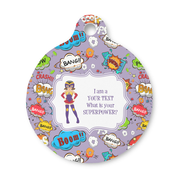 Custom What is your Superpower Round Pet ID Tag - Small (Personalized)