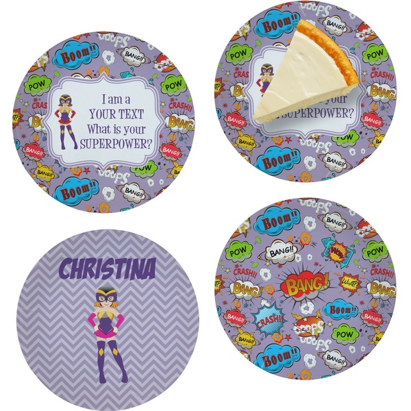 Custom What is your Superpower Set of 4 Glass Appetizer / Dessert Plate 8" (Personalized)